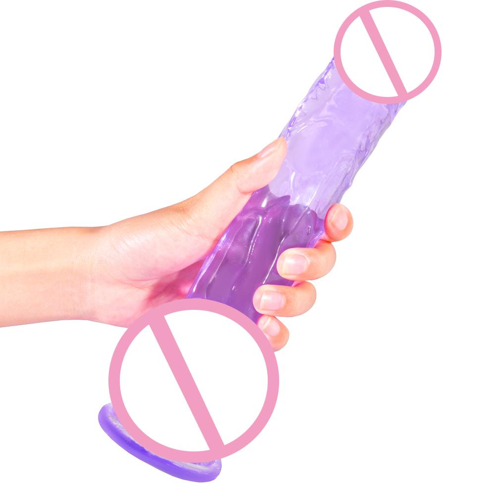 Crystal Gode Sex Product,Strong Suction On Jelly Penis Glass Sex Toys For Women Huge Dildos Realistic Dildo