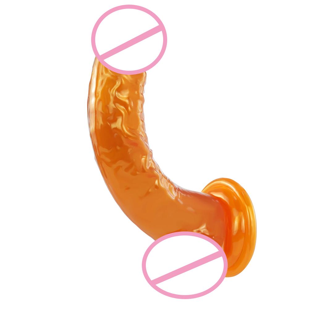 Artificial Realistic Jelly Gold Dildo Tpe Penis Big Soft Plastic Dildo For Women Adult Sex Toys
