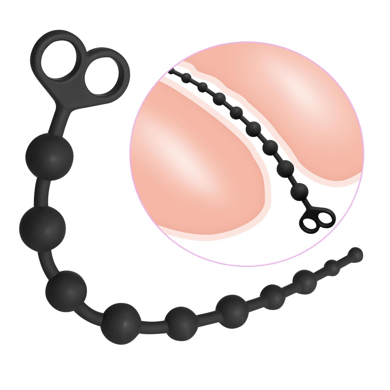 13.4"/34cm Silicone Anal Bead With 10 Balls Safe Pull Ring Anus Intercourse Chain Butt Plug Sex Toy For Women Men Gay Lesbian