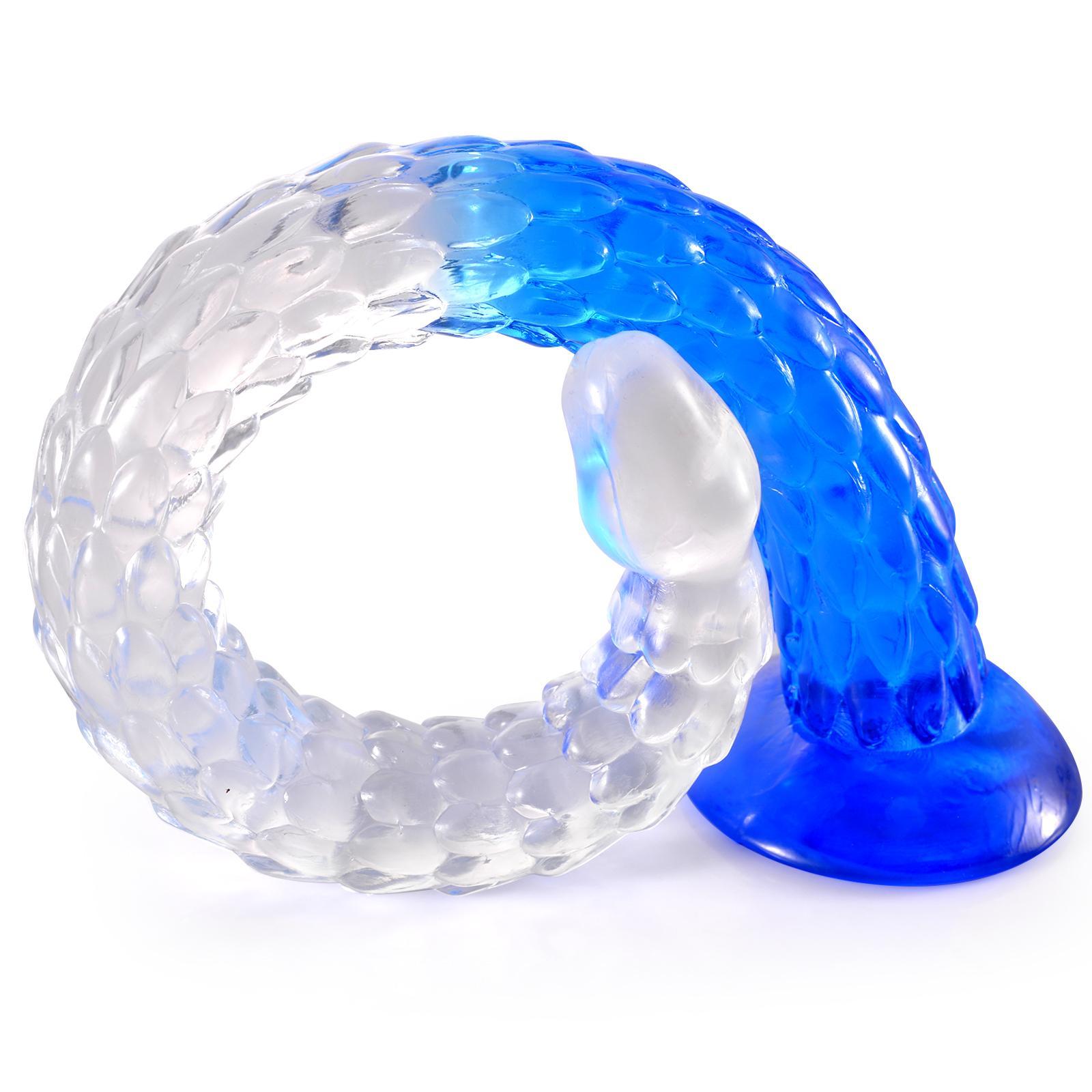 16-23inch Clear+blue Super Long Dragonscale Anal Dildo Particles Strong Friction Butt Plug Sex Toy For Women Men Lesbian Couple
