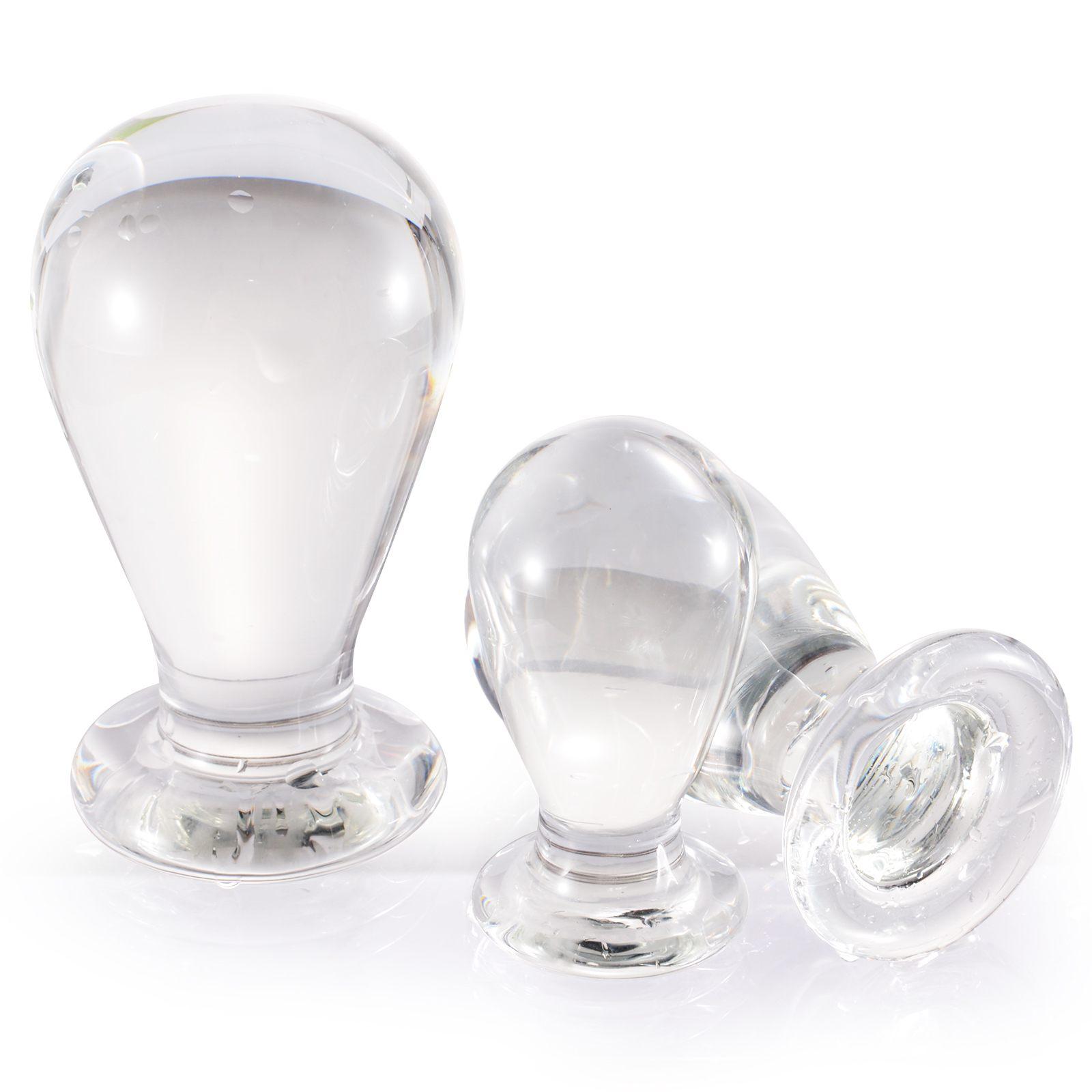 Crystal Clear Glass Light Bulb Shape Huge Anal Plug Set Butt Plugs Trainer Anus Intercourse Sexy Toy For Men Women Gay Couple