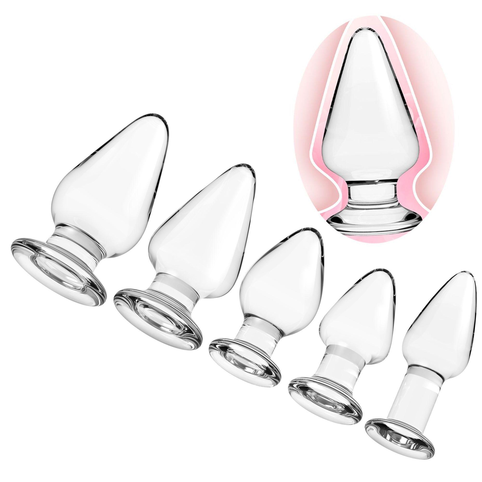 Super Huge Crystal Clear Glass Thick T Shape Anal Plug Set Butt Plugs Trainer Anus Intercourse Sexy Toy For Men Women And Couple