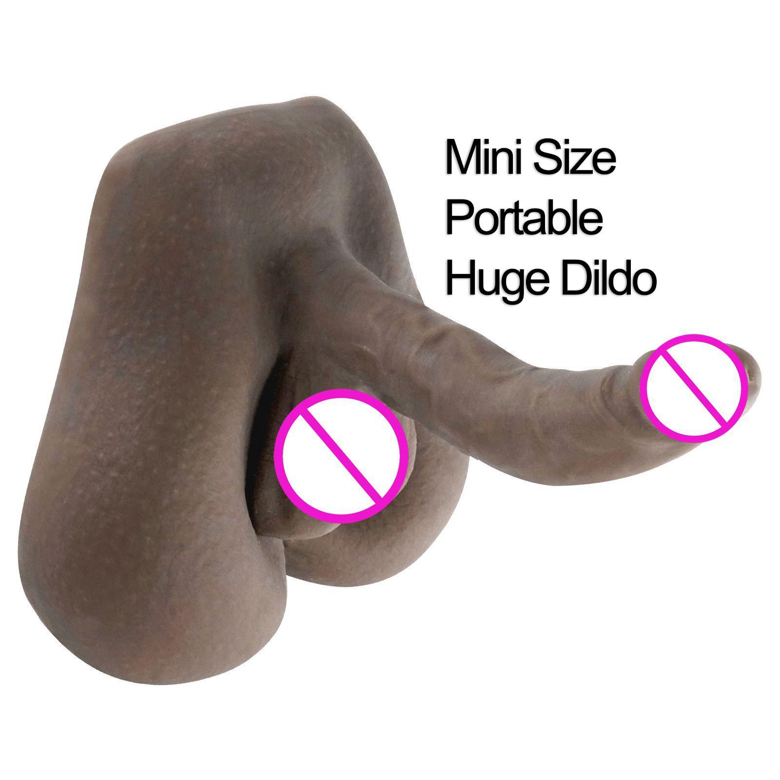 1.8kg/3.9lb Portable Realistic Silicone Mini Sex Doll Huge Dildo Vagina G-spot Stimulation Artificial Penis For Women Lesbian