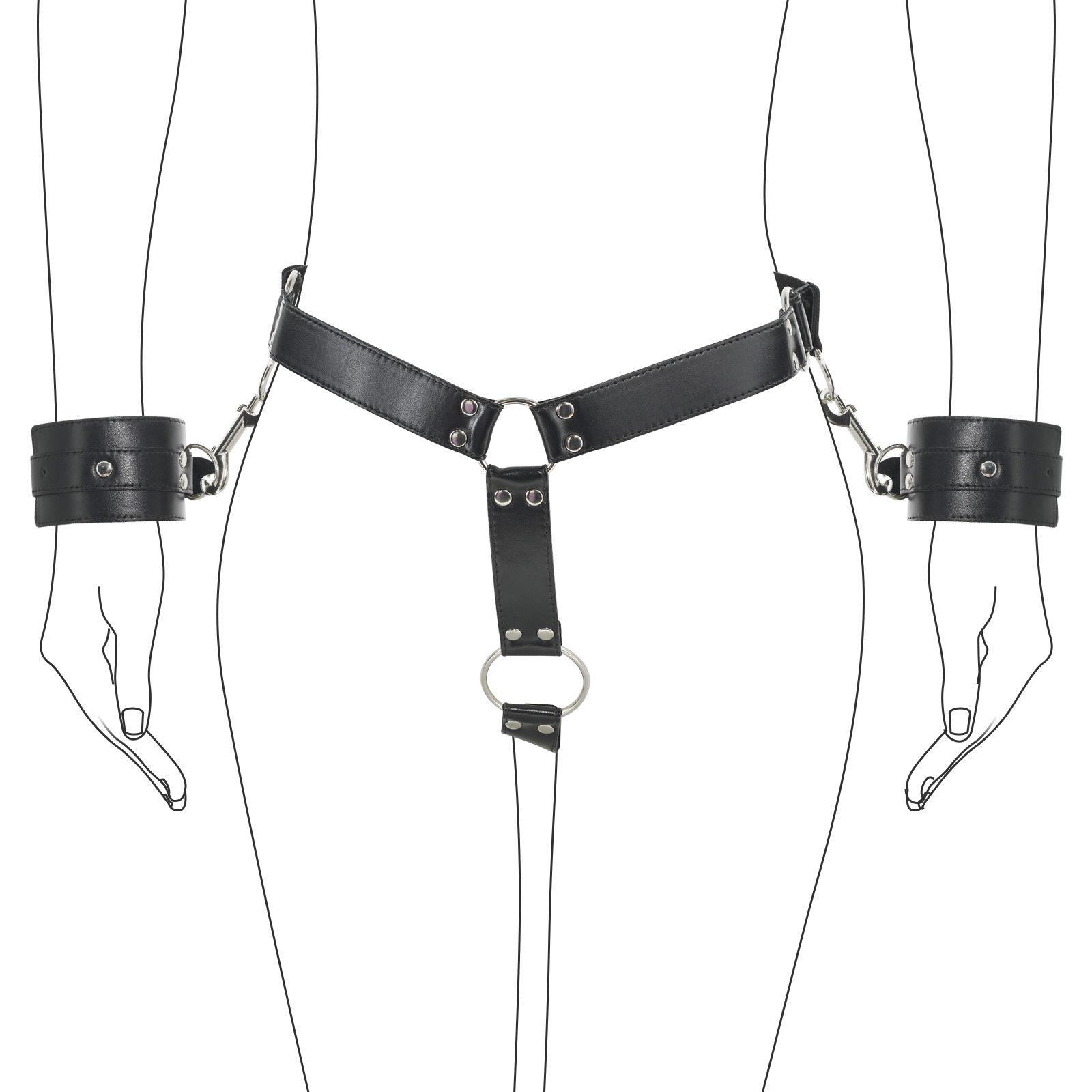Leather Bdsm Restraints Kit Thigh Bondage O Ring Belt Sexy Body Waist Garter Strap On Harness Handcuffs For Women Gay Lesbian