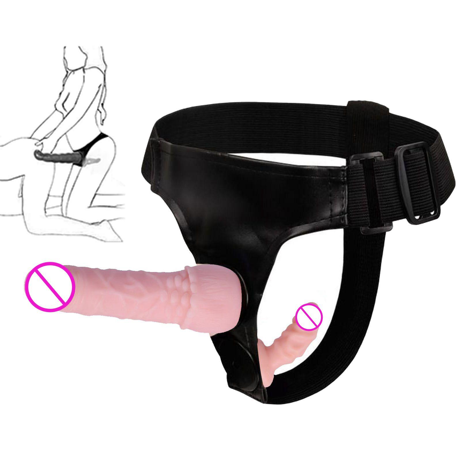 Double Head Strap On Dildo Wearable Harness Panties Double Dong Lesbian Dildo Vagina +anal Sex Toys For Women Bachelor Party