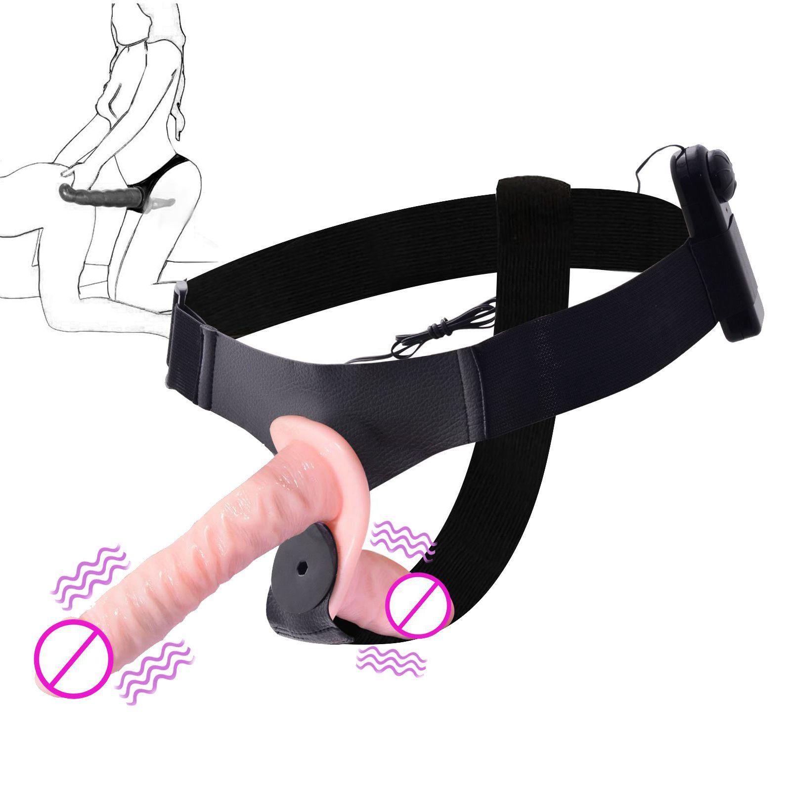 Double Head Strap On Dildos Wearable Vibrator Dildo Double Dong Lesbian Dildo Vagina +anal Sex Toys For Women Bachelor Party