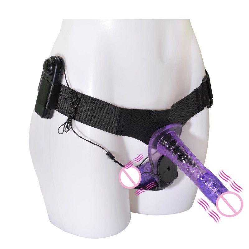 Double Head Strap On Dildo Wearable Vibration Dildo Double Dong Vibrator Dildo Vagina And Anal Sex Toys For Women Lesbian