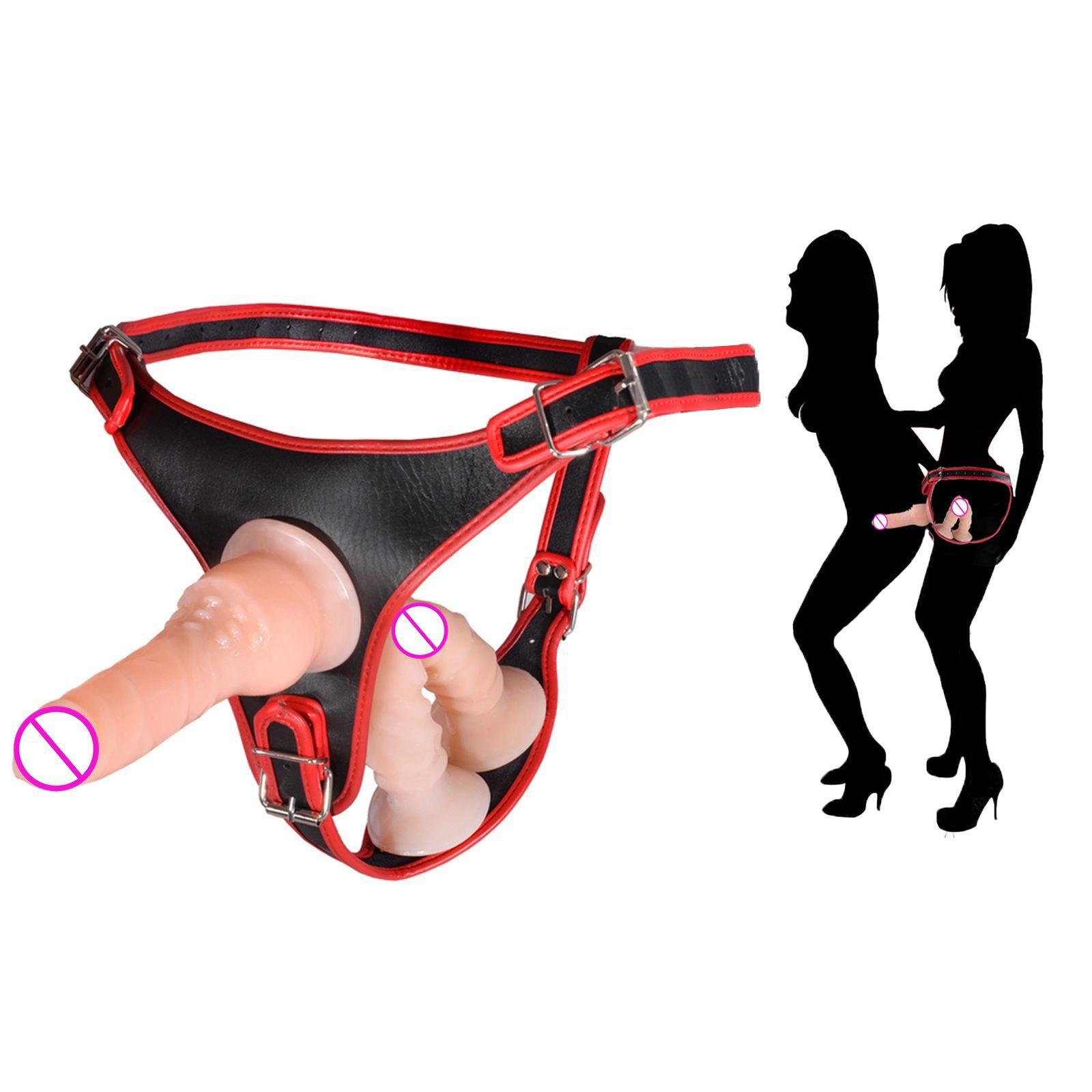 Bundled Three Head Strap On Dildo Wearable Harness Panties Removeable Lesbian Dildo Vagina +anal Sex Toys For Women Lesbian