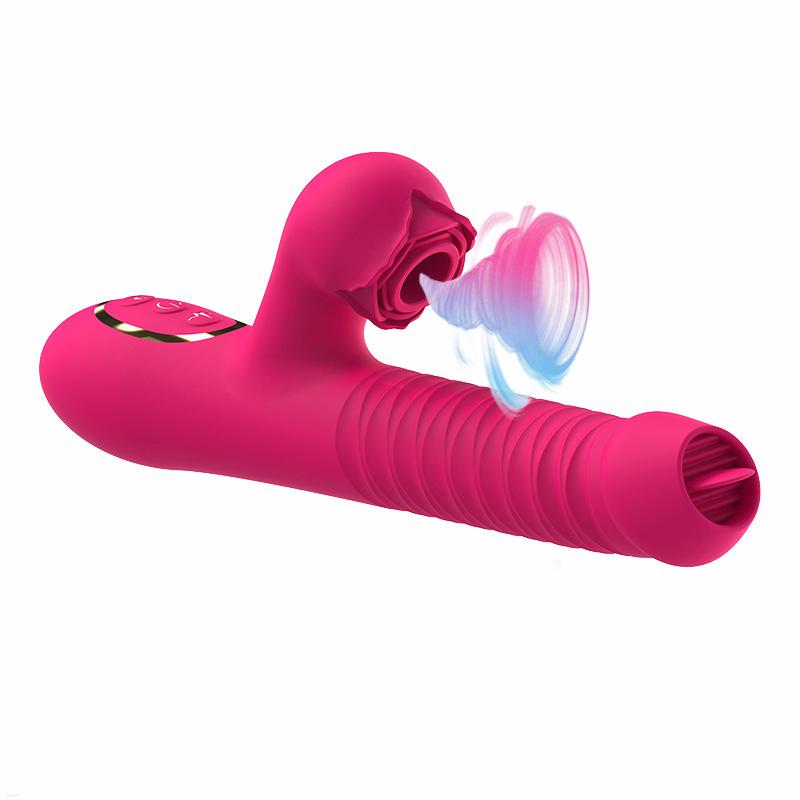 Sex Toys Women Thrusting Dildo Rechargeable Silicone Stretch Sucking Rose Vibrator Sexy Toys