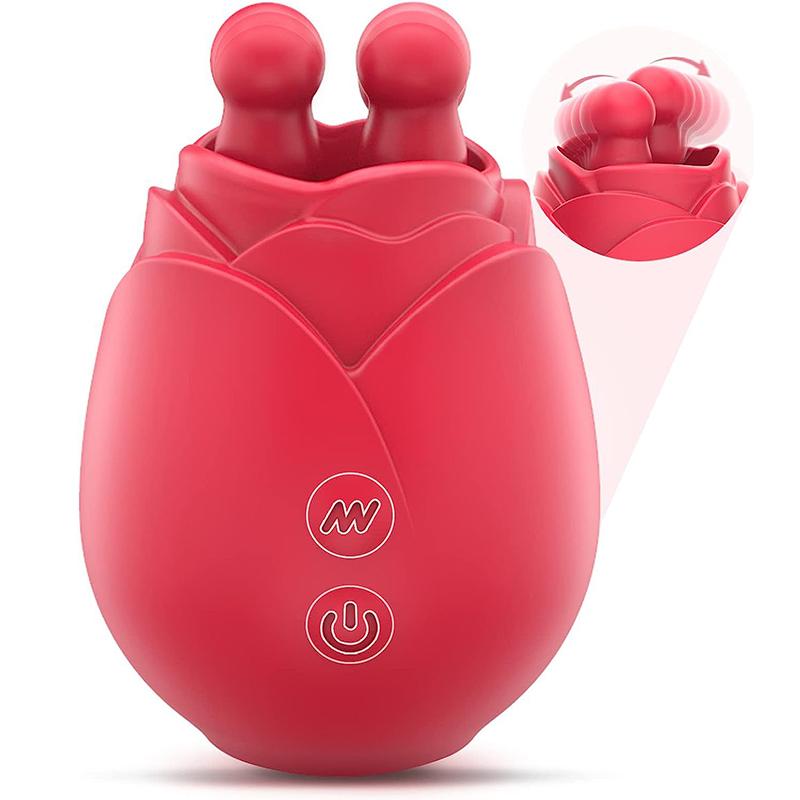 2 In 1 Rose Shaped Black Red Pink Clitoral Vagina Sucking Vibrating Sex Toy
