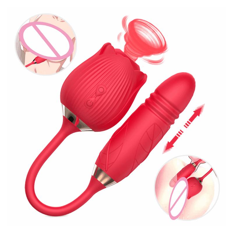 Hot Sale Rose Vibrator Toy Tongue Licking Dildo Vibrator Clitoral Sucking Licking Vibrating Sex Toy
