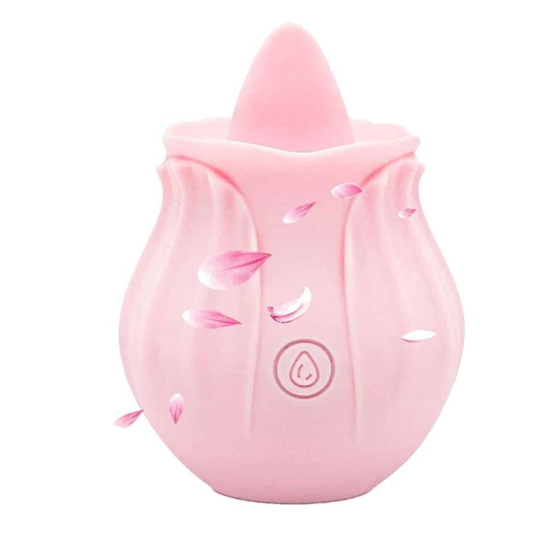 10 Kinds Strong Sucking Modes Tongue Licking Women Sex Toys Rose Shaped Vibrator