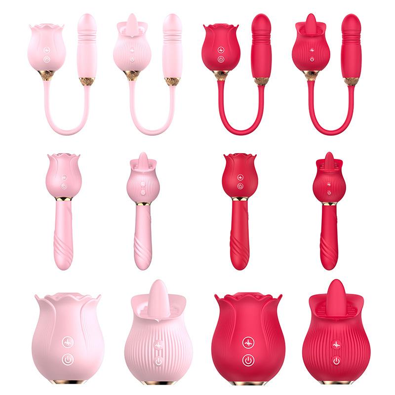 Rose Flower Sexy Toy Vibrator For Woman 3 In 1 Sucking Vibrator Stimulator Sex Toys For Women