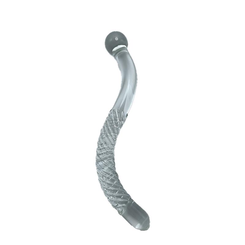 Wholesale Modern Design Glass Masturbator Erotic Penis Massager 25cm Curved Glass Dildo