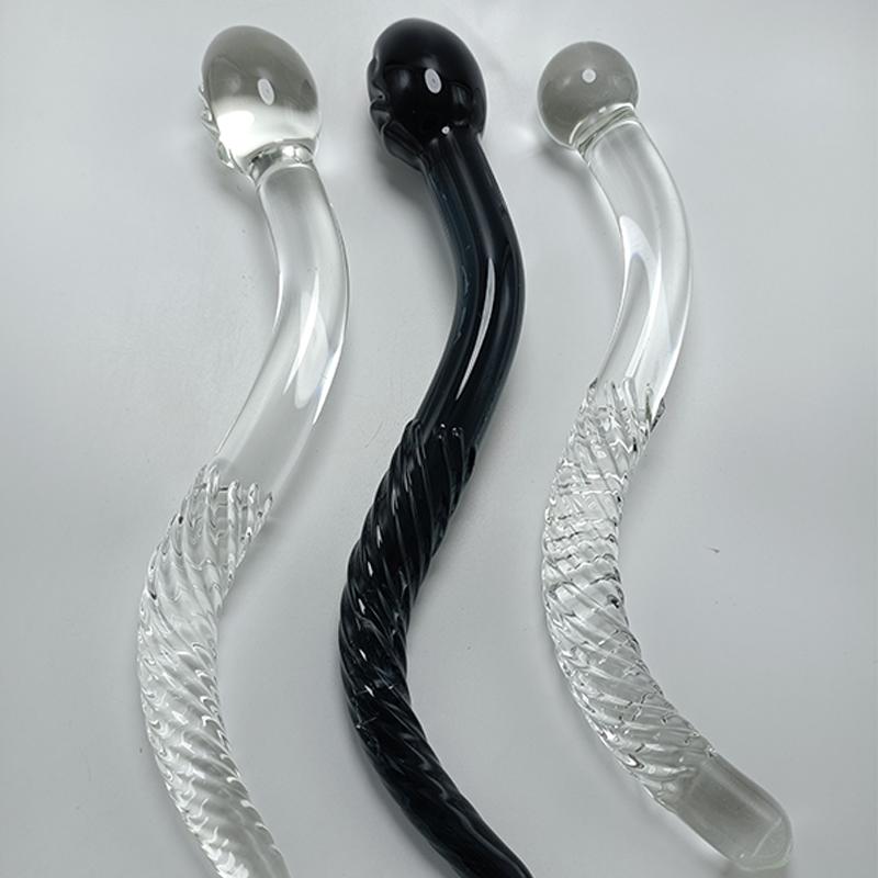  White Handle Single Head 25cm Glass Dildo For Men