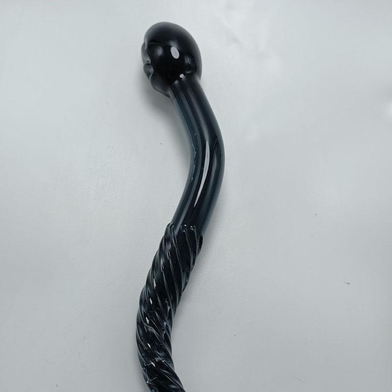  Direct Sales Black Waterproof Adult Glass Dildo