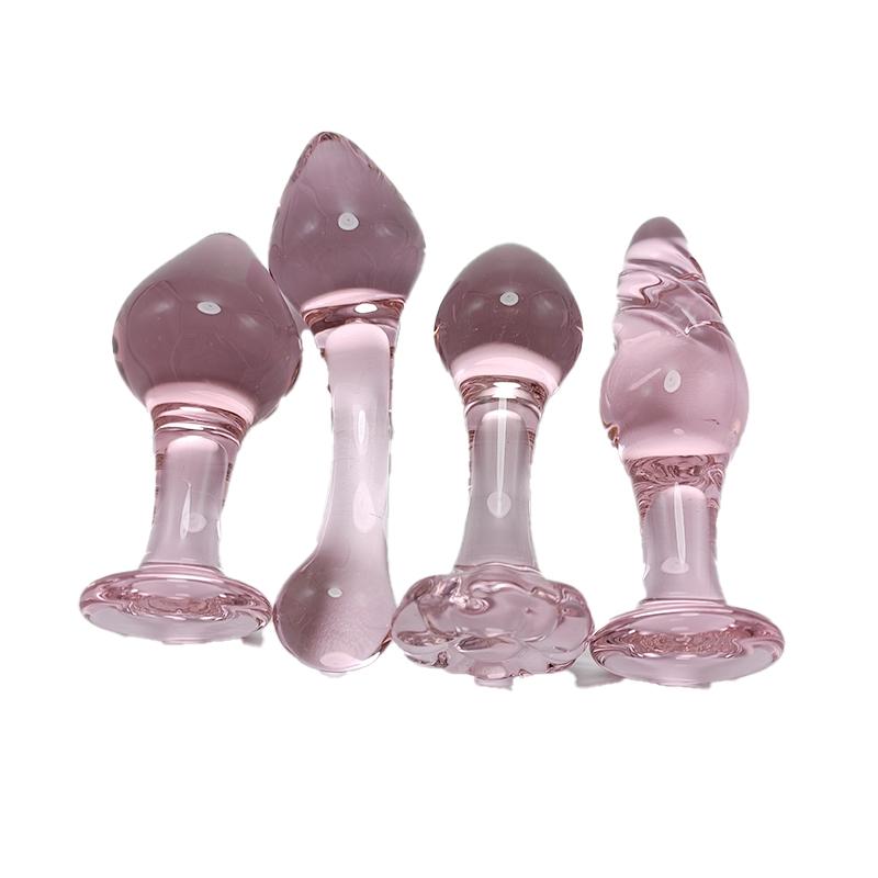 Customized Size Pink Smooth Surface 10cm Glass Dildo With Handle
