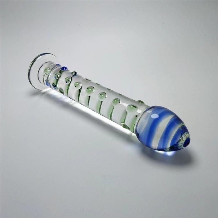 Customized Artificial Penis Big 17cm Blue Glass Dildo For Adult Sex Toys