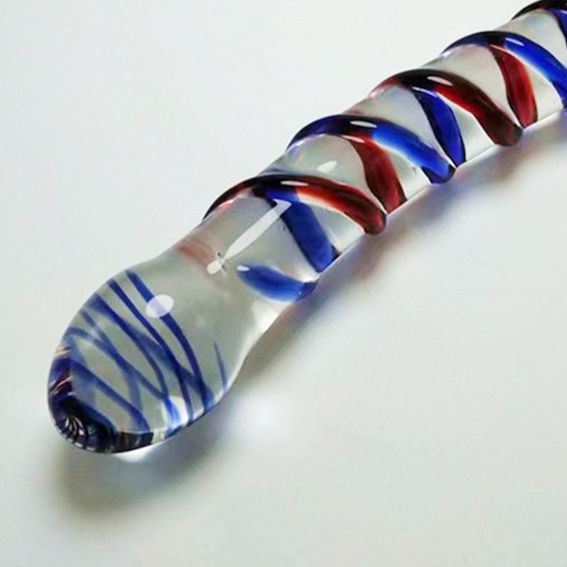 Clear Glass Dildo Artificial Penis Anal Bead Butt Plug Sex Toy For Women
