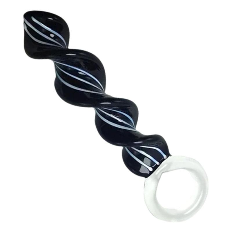 High Quality Black Spiral Shape Crystal Glass Dildos Sex Toy