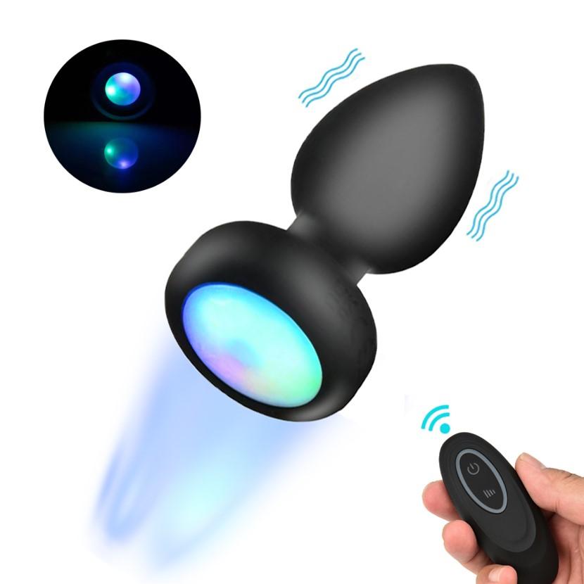 Luminous Silicone Led Anal Vibrator Butt Plug Female Sex Toy Wireless Remote Control For Male