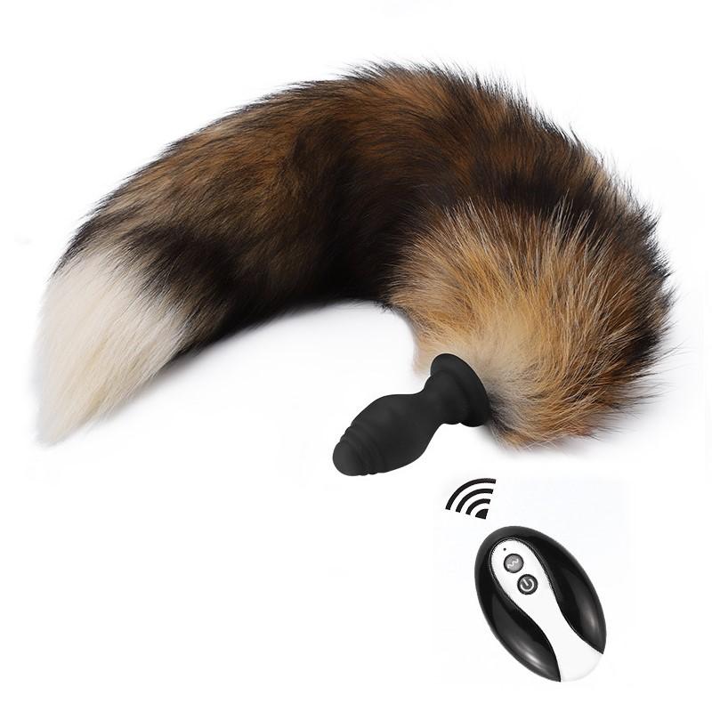 Bunny Silicone Anal Vibrator Fox Tail Butt Plug Wireless Remote Control Detachable Sex Toy For Couple