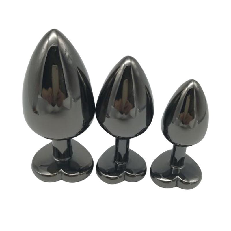 Heart Shape Plugs Set Black Crystal Steel Jewelry Butt Plug Sex Toys Product