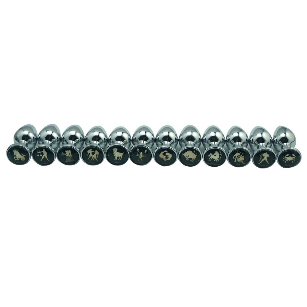 New Hot Design 12 Constellations Small Size Metal Anal Beads Butt Plug Sm Sex Toys For Men Women Couple