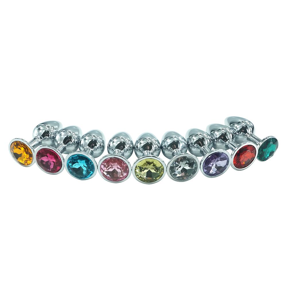 Promotional 4.2*9.3cm 150g Large Size Big Metal Round Colorful Gems Anal Butt Plug
