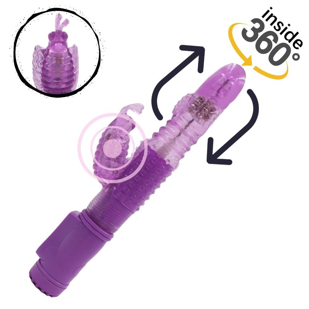 Silicone Thrust Rotation G Spot Dildo Dual Pussy Rabbit Sex Vagina Vibrator For Women Female Clitoris Sex Toy Online Sex Shop