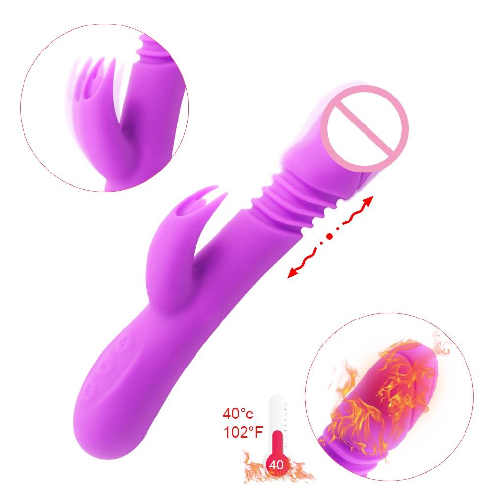 Silicone Recharge Thrust Heating G Spot Dildo Rabbit Vibrator For Women Dual Vibration Female Clitoris Sex Toy Online Shop