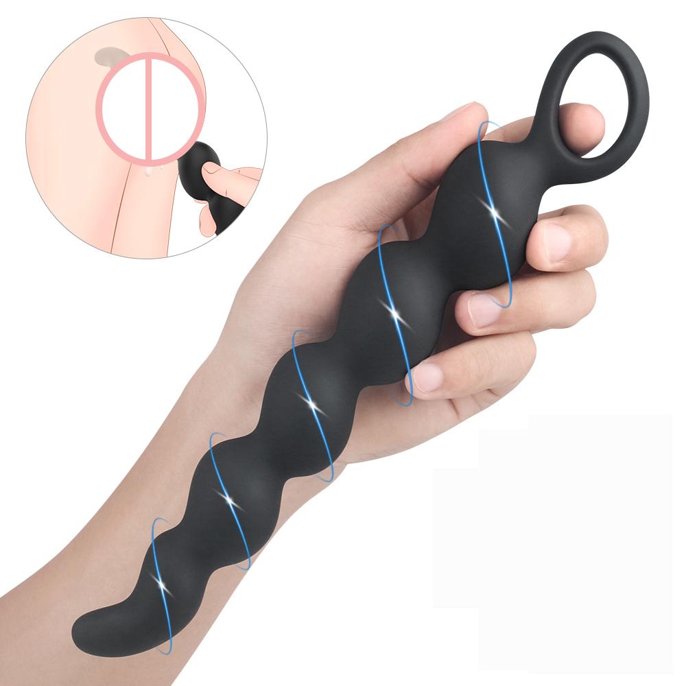 Soft Silicone Women Men Anal Toys Prostate Massager Long Dildo Butt Plug Anal Beads