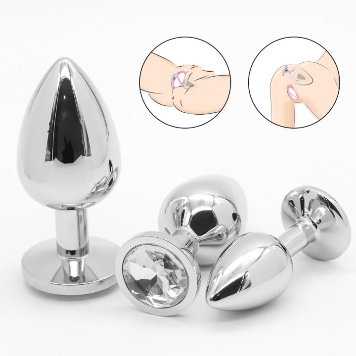 Drop Shipping Crystal Anal Plug Set Metal Stainless Steel Butt Anal Plug Sex Toys