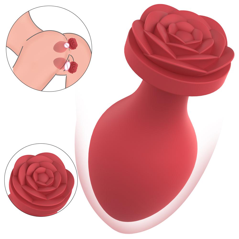  Drop Shipping Silicone Rose Sex Toys Rose Black Anal Massager Butt Plug Anal Plug Set