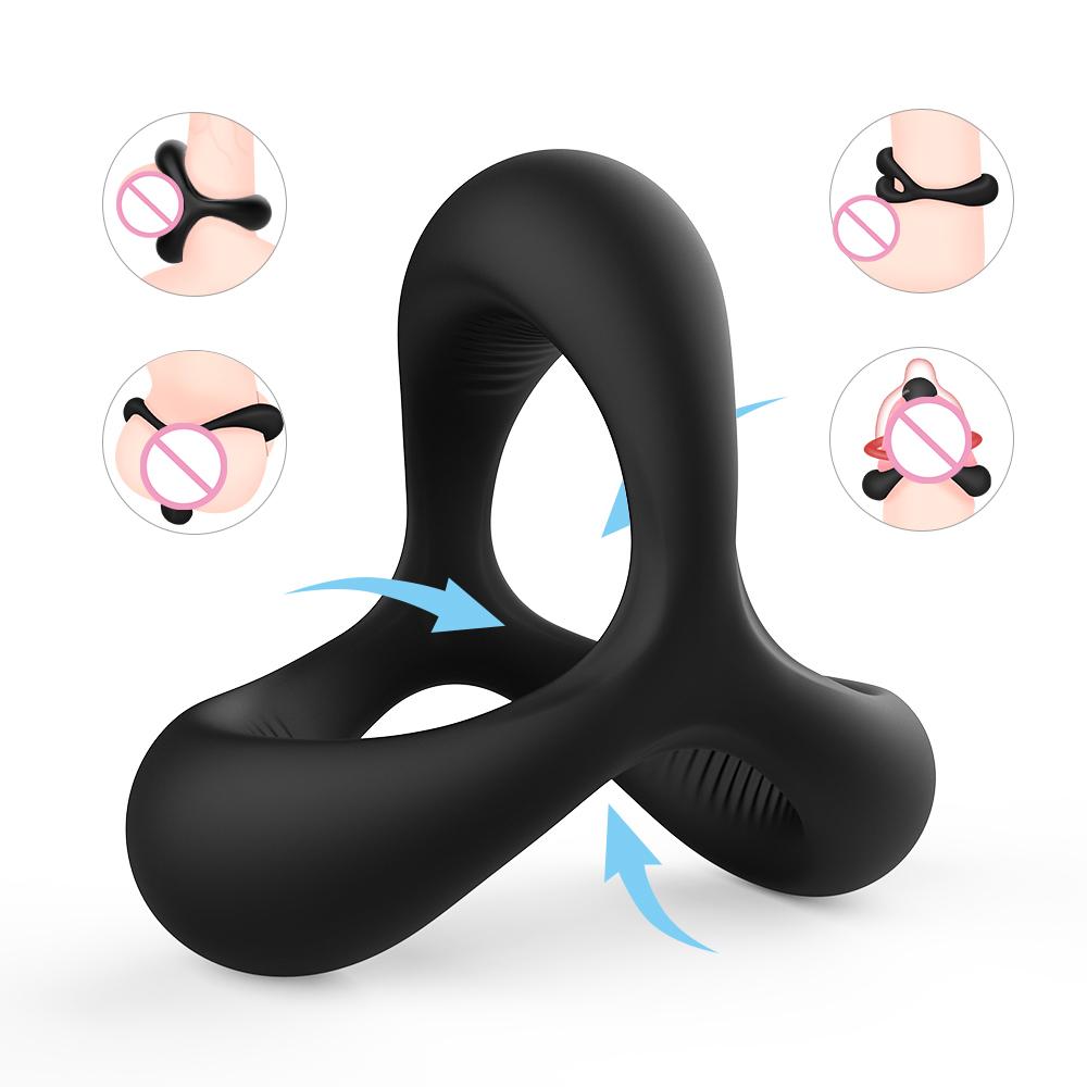 Delay Ejaculation Glans Penis Cage Cock Sex Toys Rings Sleeve Triple Black Cock Rings For Men