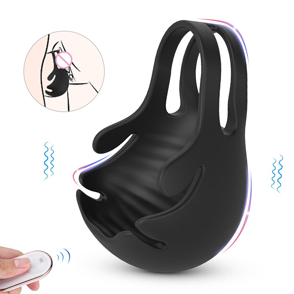 Silicone Remote Man Vibrating Penis Cage Cock Vibrator Massager Cock And Ball Ring