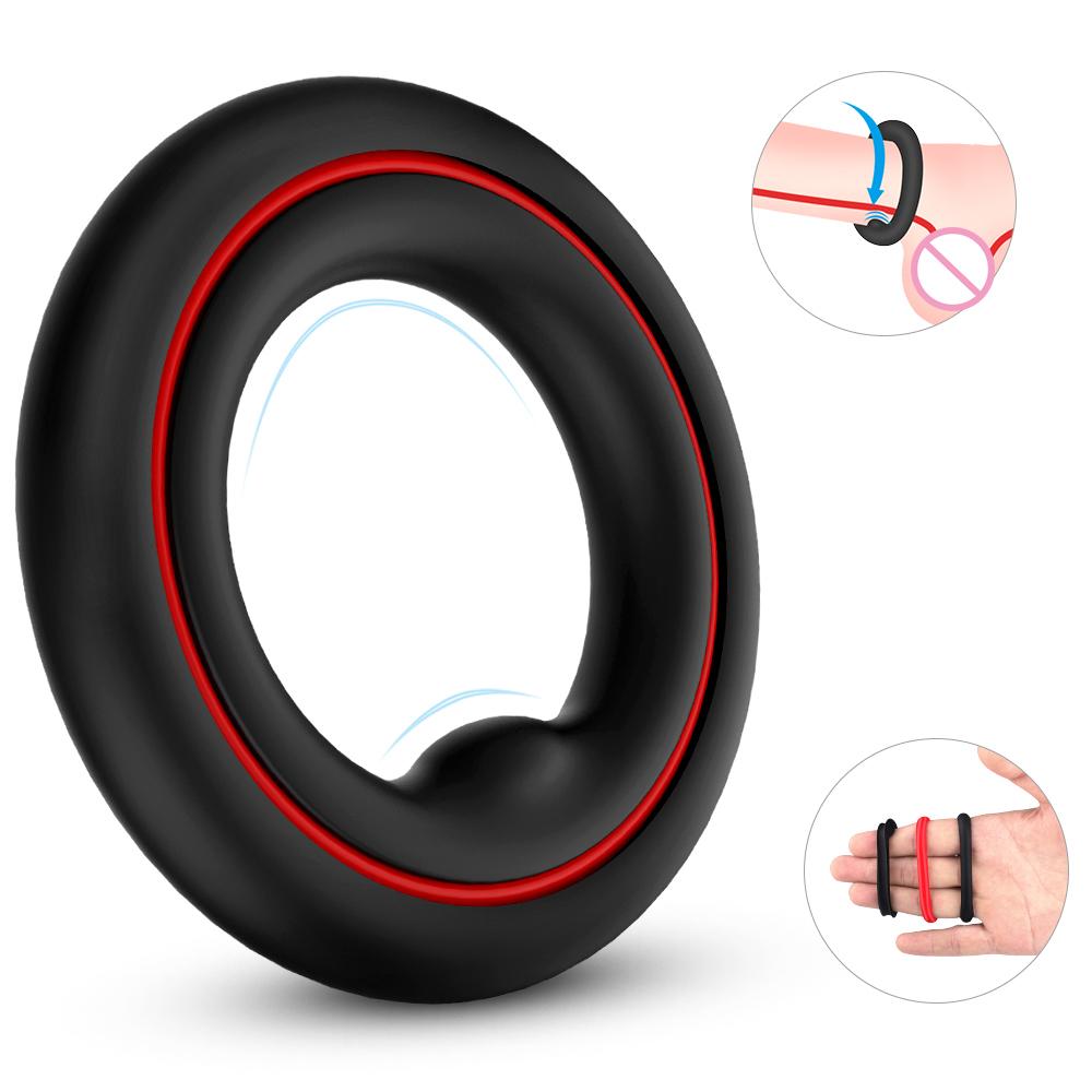 Silicone Cock Penis Ring Sex Toys Products Triple Black Cock Rings For Men