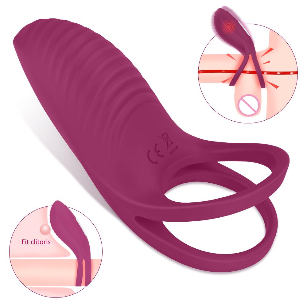  Rechargeable Strong Vibration Cock Ring Vibrator Penis Massage Man Vibrating Sex Penis Ring