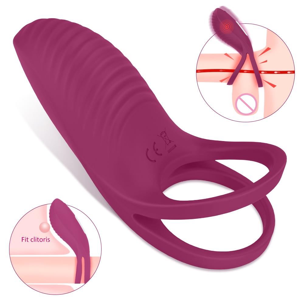 Rechargeable Strong Vibration Cock Ring Vibrator Penis Massage Man Vibrating Sex Penis Ring
