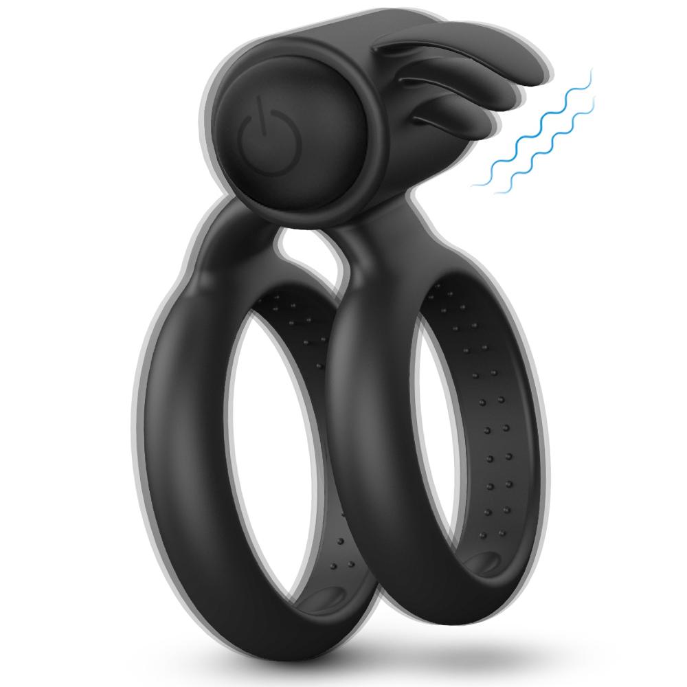  Silicon Magnetic Ejaculation Delay Pleasure Dual Cock Penis Ring Vibrating Cock Rings Sex Toys Men Vibrator
