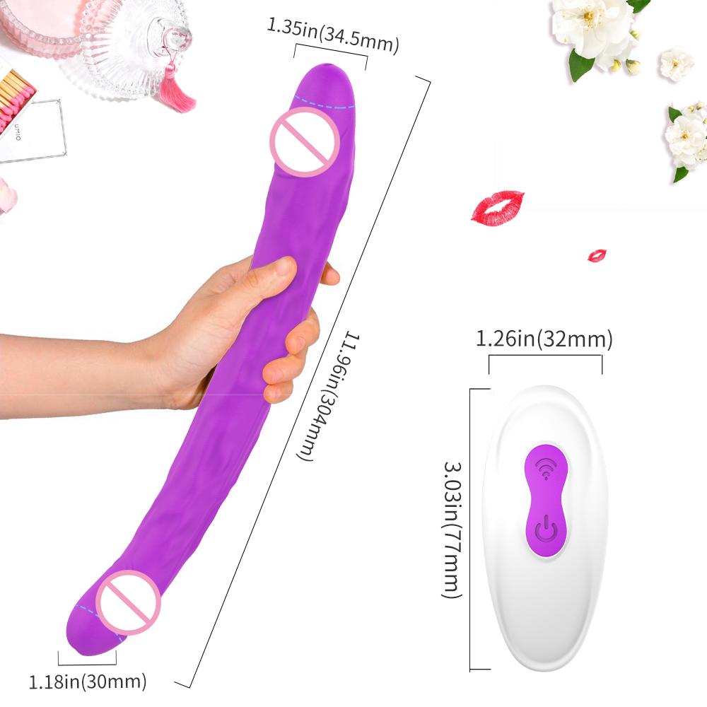  Custom Silicone Lesbian Artificial Penis Vibrating Double Headed Dildo Vibrator Big Dildos For Women Huge Realistic