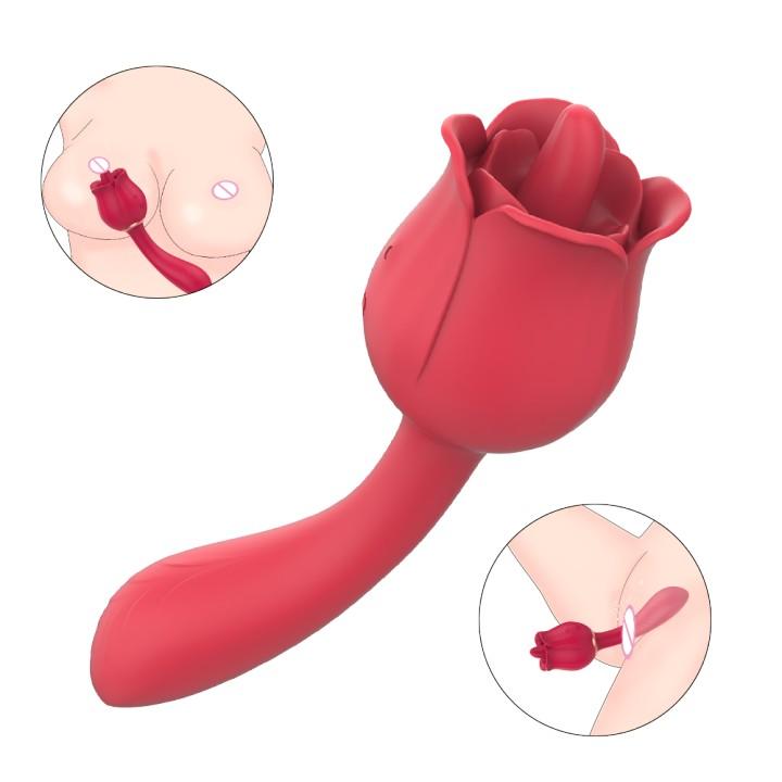 Drop Shipping Adult Female Rose Tongue Vibrator G Spot Sex Toys For Woman Rose Vibrator