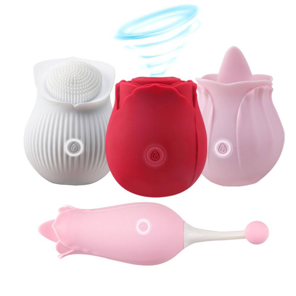 Masturbator Tongue Licking Sucking Vibrator Clit Sucker Clitoral Stimulator Pink Red Vibrating Rose Sex Toy Rose Vibrator