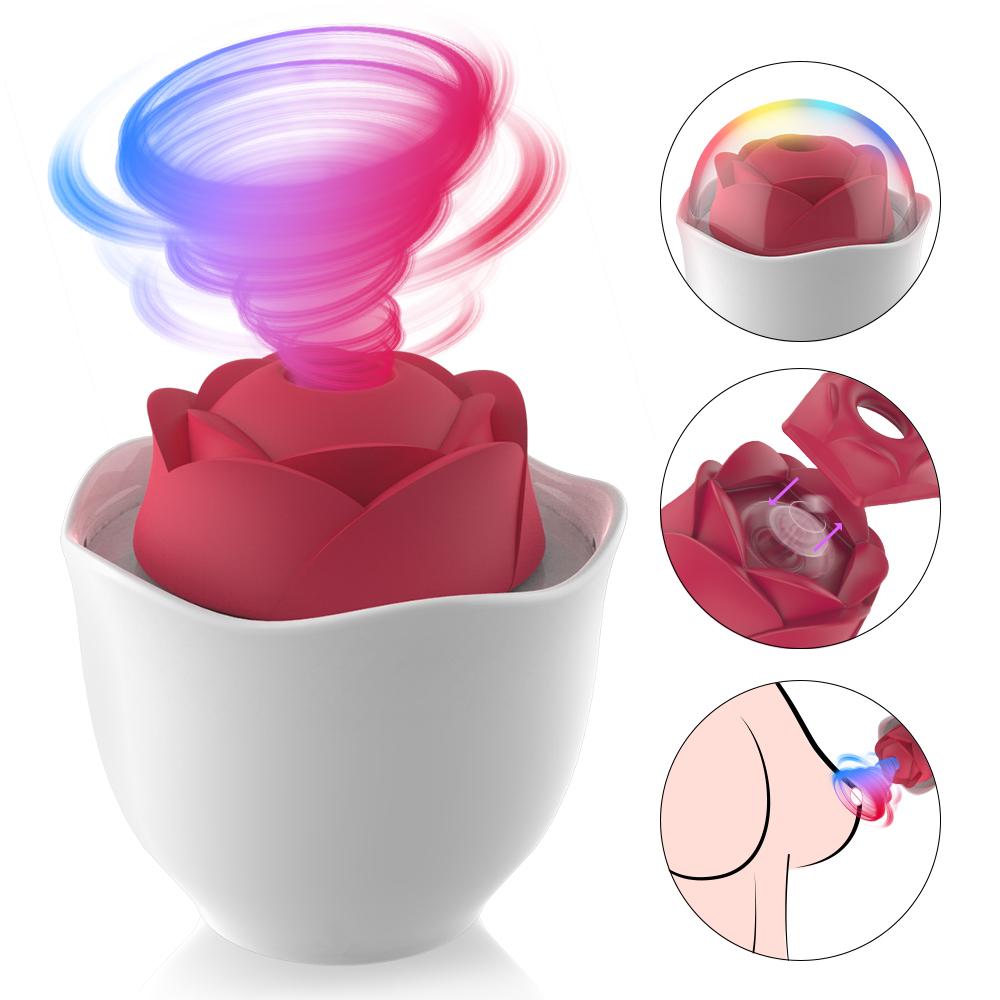 Drop Shipping Ambient Lighting Rose Vibrator Clitoral Sucking Vibrator Nipple Breast Pussy Vagina Sex Toy Suck