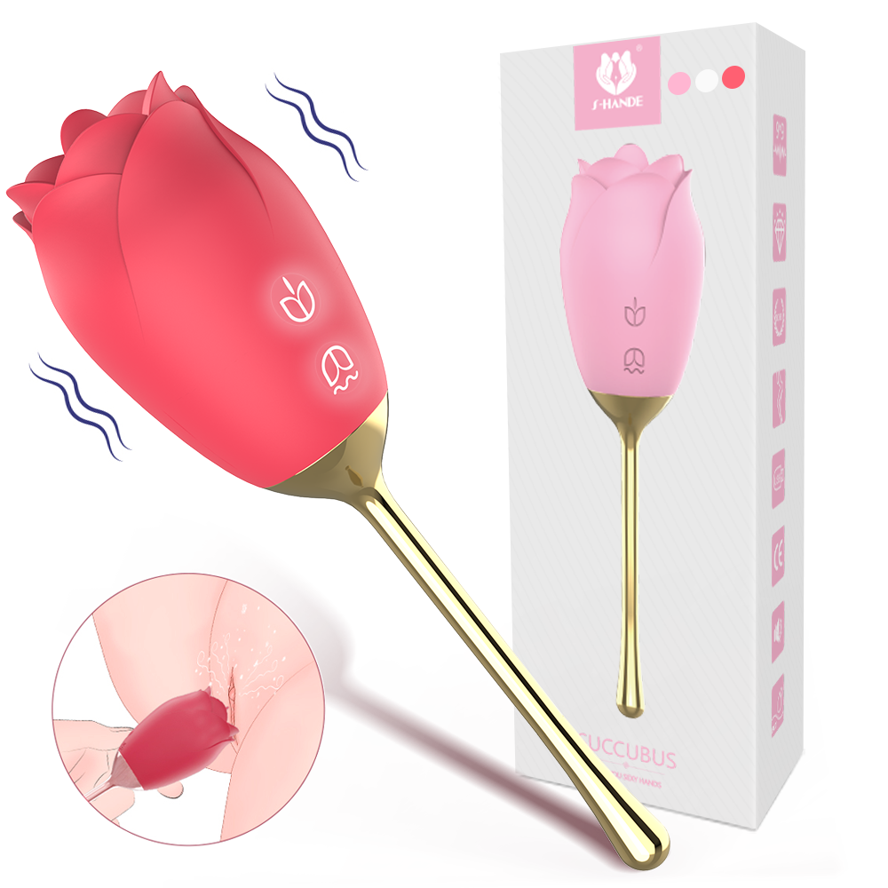 Drop Shipping Silicone Rose Vibrator Tongue Clitoris Stimulate Sexy Toys For Women Adult Sex Rose Vibrator