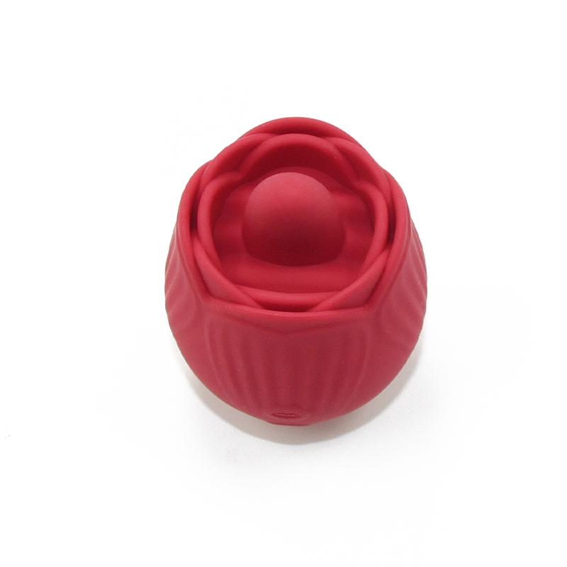 Clitoral Vibration 2 In 1 Tongue Sucking Massage Adult Sex Toys Rose Shape Silicone Dildo Rose Vibrator For Women Rechargeable