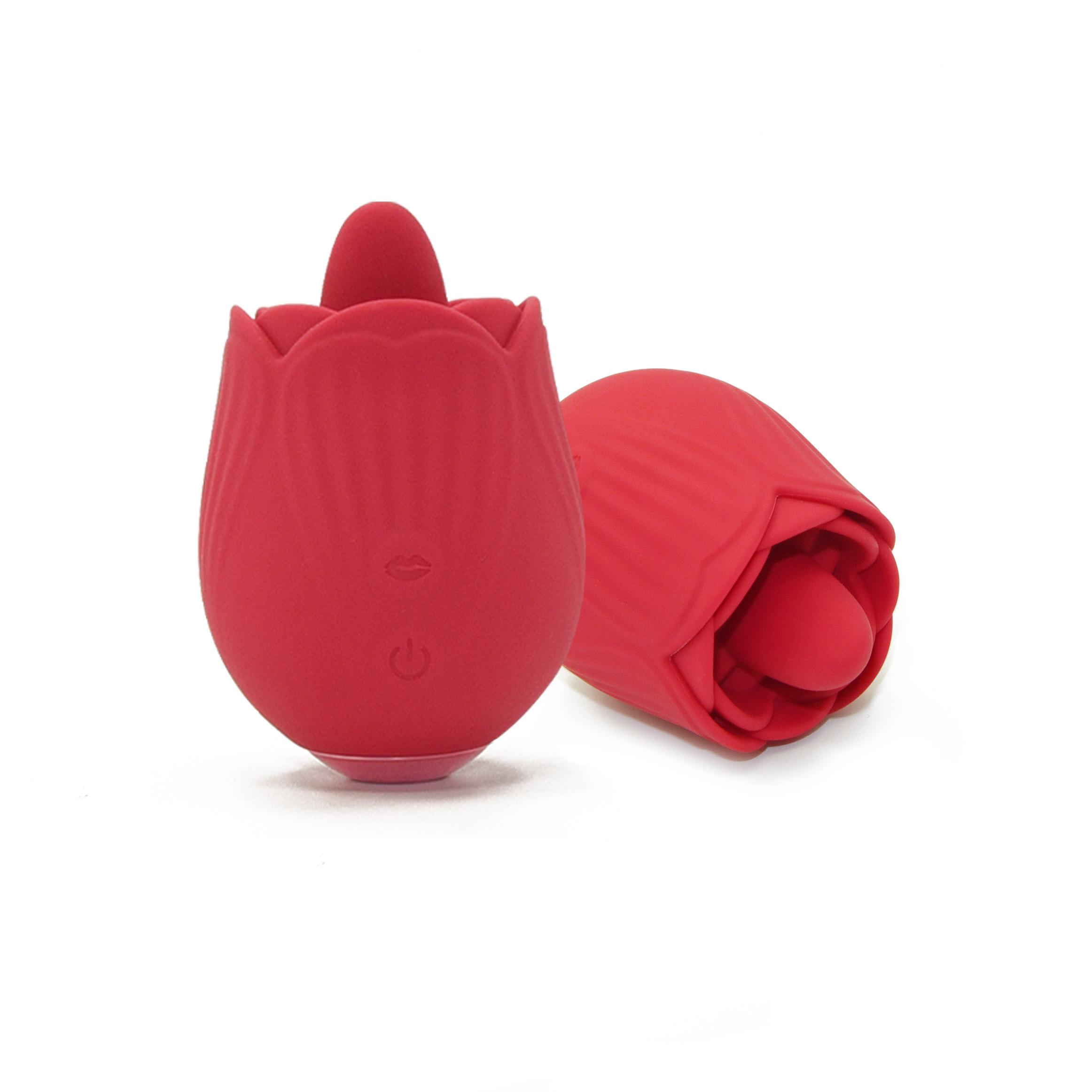 Electric Wireless Red Rose Clit Lick Vibrator Adult Sex Toys For Woman Clit Nipple Tongue Sucking Vibrator