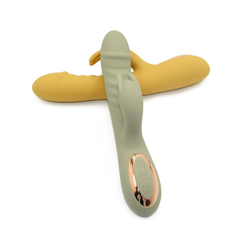 Rabbit Vibrator Silicone Body Safe Vibrating Toys Vagina Massager Clitoral Stimulator Double Headed Sex Toy