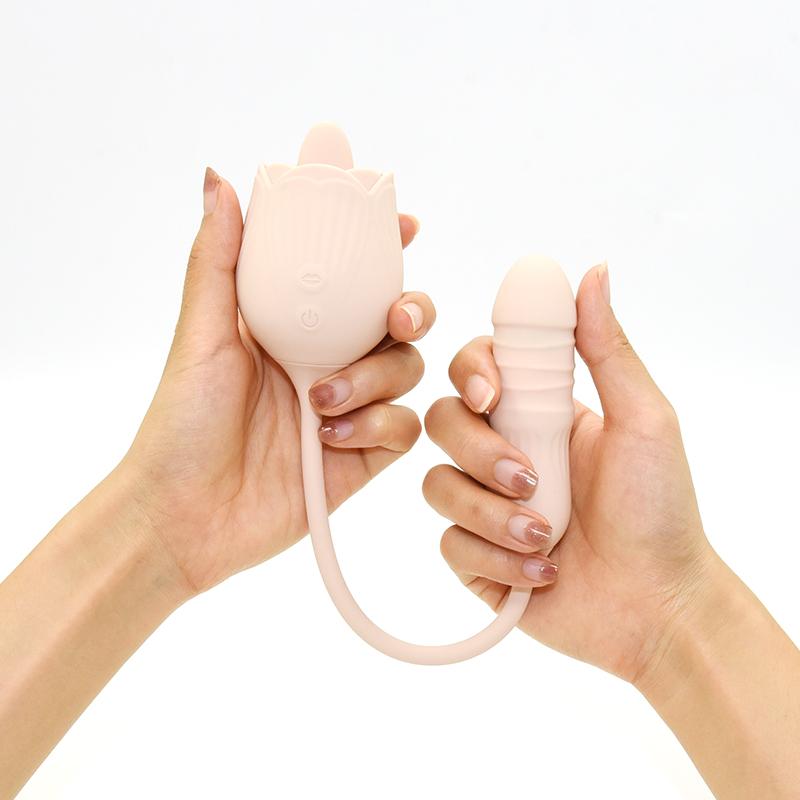 Sex Toy Rechargeable Rose Licking Vibrator Vagina Nipple Clitoris Stimulation Massager Clit Clitoral Stimulator Sucking Vibrator