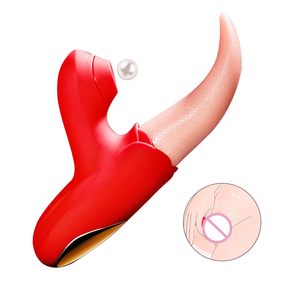  Hot Selling G Spot Tongue Vibrator Dildo 2 In 1 Sucking Licking Clitoral Massager Juguete Sexual For Women
